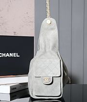 Fortok Chanel Drawstring Bag Grey Suede 26x30x14cm - 4