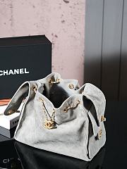 Fortok Chanel Drawstring Bag Grey Suede 26x30x14cm - 2