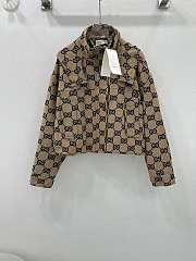 Fortok Gucci Hooded Doubel G Jacquard Jacket Beige - 1