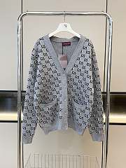 Fortok Gucci Old Flower Knitted Jacquard Cardigan Grey - 1
