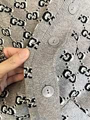 Fortok Gucci Old Flower Knitted Jacquard Cardigan Grey - 6