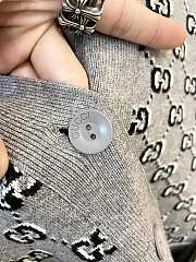 Fortok Gucci Old Flower Knitted Jacquard Cardigan Grey - 5