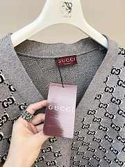 Fortok Gucci Old Flower Knitted Jacquard Cardigan Grey - 3