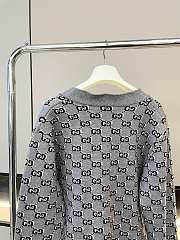 Fortok Gucci Old Flower Knitted Jacquard Cardigan Grey - 2