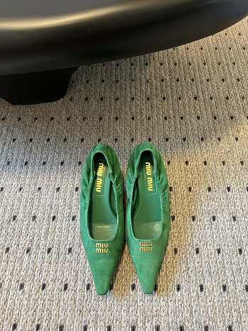 Fortok Miu Miu 25SS Pointed High Heels Green Suede