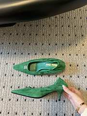 Fortok Miu Miu 25SS Pointed High Heels Green Suede - 6