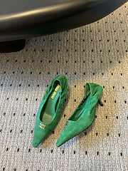 Fortok Miu Miu 25SS Pointed High Heels Green Suede - 4