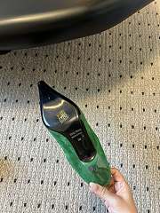 Fortok Miu Miu 25SS Pointed High Heels Green Suede - 3
