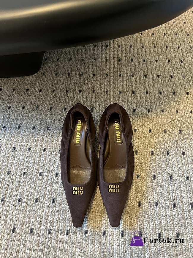 Fortok Miu Miu 25SS Pointed High Heels Brown Suede - 1