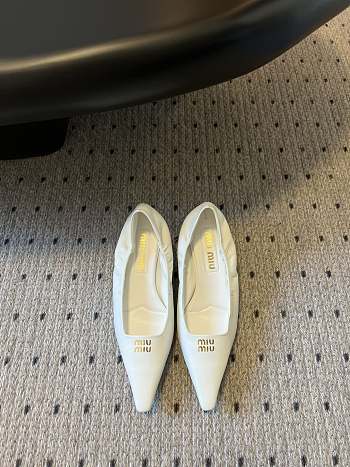 Fortok Miu Miu 25SS Pointed High Heels White Leather
