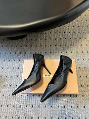 Fortok Miu Miu 25SS Pointed High Heels Black Leather - 4