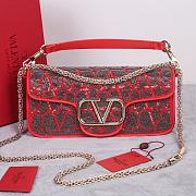 Fortok Valentino Vlogo Signature Bead-embellished Bag Red 22028L 27x13x6cm - 1