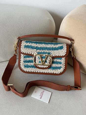Fortok Valentino Garavani Alltime Bag Brown & Blue 22072 23.5x18x8cm
