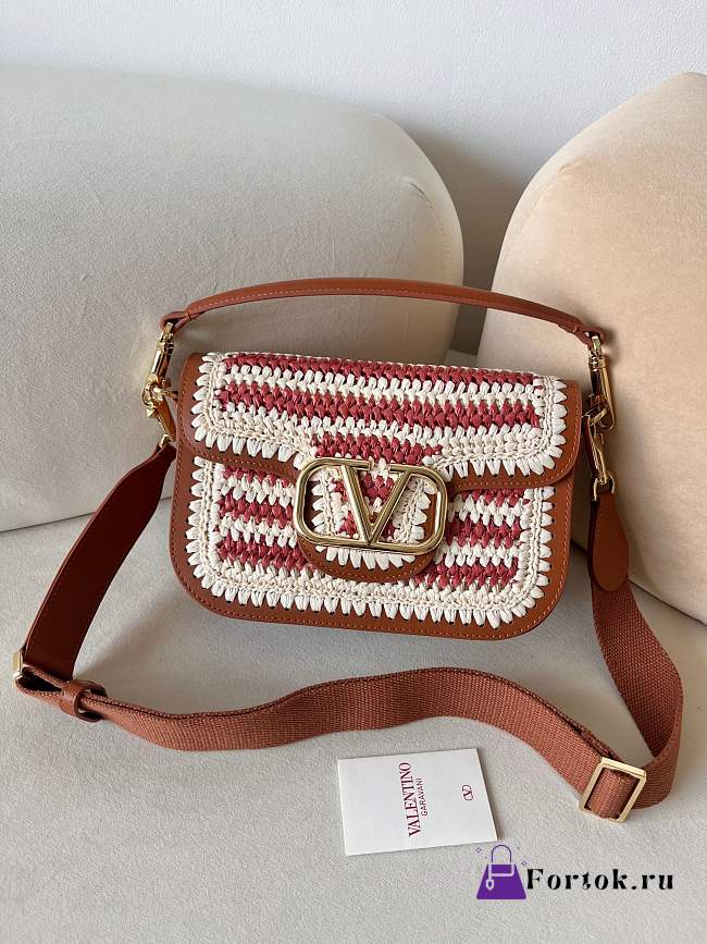 Fortok Valentino Garavani Alltime Bag Brown & Red 22072 23.5x18x8cm - 1
