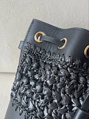 Fortok Valentino Garavani Rockstud Black Raffia & Leather Bucket Bag 20x17x8.5cm - 5