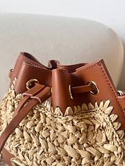 Fortok Valentino Garavani Rockstud Beige Raffia & Brown Leather Bucket Bag 20x17x8.5cm - 3