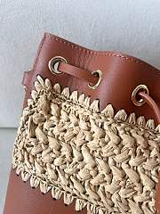 Fortok Valentino Garavani Rockstud Beige Raffia & Brown Leather Bucket Bag 20x17x8.5cm - 2