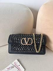 Fortok Valentino Raffia Chain Small Bag Black 20x10.5x4cm - 1