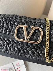 Fortok Valentino Raffia Chain Small Bag Black 20x10.5x4cm - 6