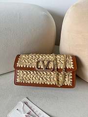 Fortok Valentino Raffia Chain Small Bag Beige 20x10.5x4cm - 1