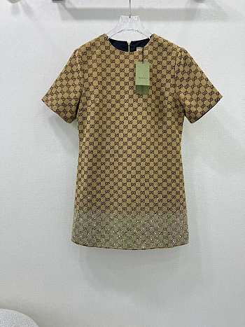 Fortok Gucci Embroidered GG Canvas Mini Dress
