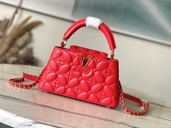 Fortok Louis Vuitton Capucines East-West Mini Bag Red Monogram Floral Motif M25332 22x12x8cm