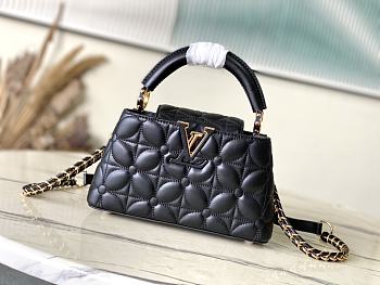 Fortok Louis Vuitton Capucines East-West Mini Bag Black Monogram Floral Motif M25332 22x12x8cm