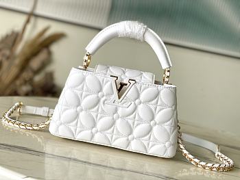 Fortok Louis Vuitton Capucines East-West Mini Bag White Monogram Floral Motif M25332 22x12x8cm