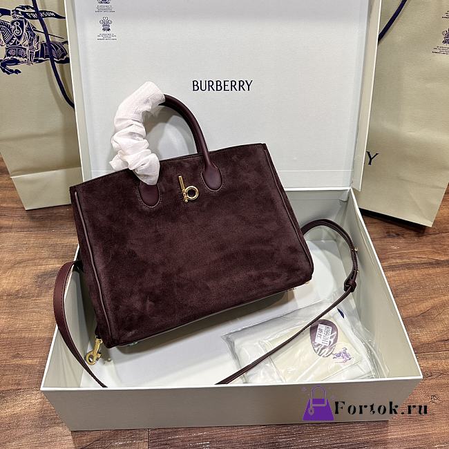 Fortok Burberry Medium Rocking Horse Tote​ Bag Dark Brown 30x13x24cm - 1