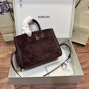 Fortok Burberry Medium Rocking Horse Tote​ Bag Dark Brown 30x13x24cm