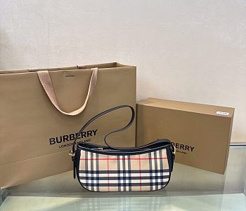 Fortok Burberry Vintage Check Calfskin Sling Archive Beige Black 26x6x12cm