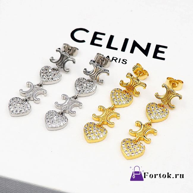 Fortok Celine Arc de Triomphe Heart-shaped Earrings Gold / Silver - 1
