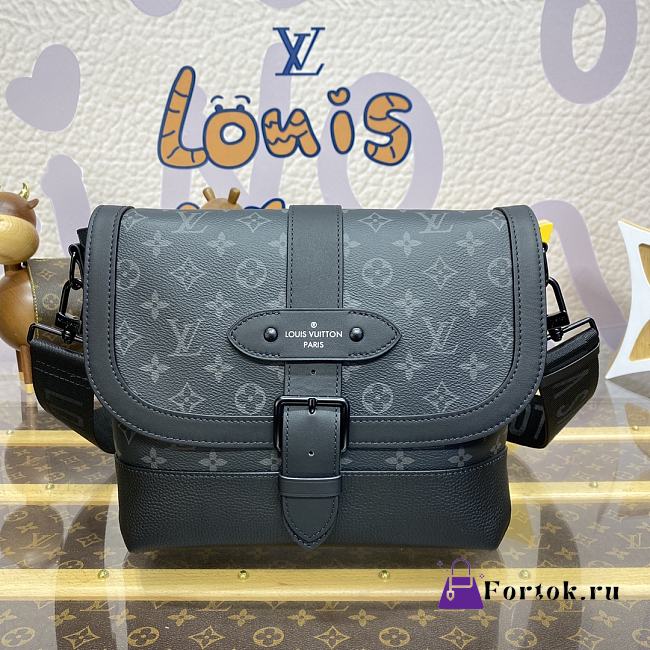 Fortok Louis Vuitton Saumur Messenger Bag Black Monogram Eclipse Coated Canvas M45911 30x23x11cm - 1