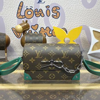 Fortok Louis Vuitton Steamer Bag Green & Brown Monogram Macassar Canvas M12808 18x6.5x11cm
