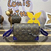 Fortok Louis Vuitton Steamer Bag Blue & Brown Monogram Macassar Canvas M12810 18x6.5x11cm - 1