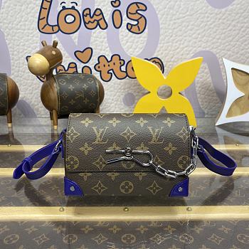 Fortok Louis Vuitton Steamer Bag Blue & Brown Monogram Macassar Canvas M12810 18x6.5x11cm