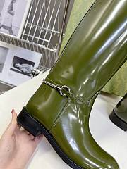 Fortok Gucci Horsebit Green Patent Leather Long Boots - 3