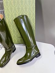 Fortok Gucci Horsebit Green Patent Leather Long Boots - 5
