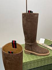 Fortok Gucci Slim Horsebit Boot Dark Brown Suede  - 5