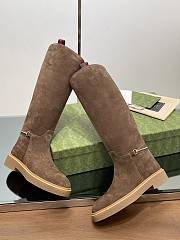 Fortok Gucci Slim Horsebit Boot Dark Brown Suede  - 4