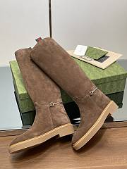 Fortok Gucci Slim Horsebit Boot Dark Brown Suede  - 3
