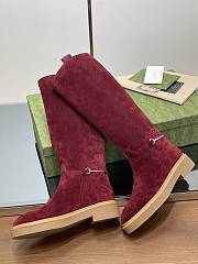 Fortok Gucci Slim Horsebit Boot Red Suede - 2