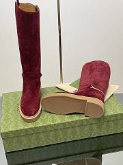 Fortok Gucci Slim Horsebit Boot Red Suede - 3