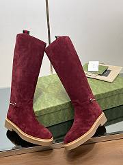 Fortok Gucci Slim Horsebit Boot Red Suede - 4