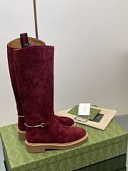 Fortok Gucci Slim Horsebit Boot Red Suede - 6