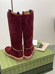 Fortok Gucci Slim Horsebit Boot Red Suede - 5