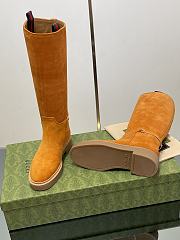 Fortok Gucci Slim Horsebit Boot Brown Suede - 5