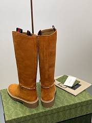 Fortok Gucci Slim Horsebit Boot Brown Suede - 3