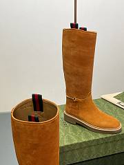 Fortok Gucci Slim Horsebit Boot Brown Suede - 2