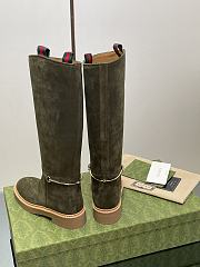 Fortok Gucci Slim Horsebit Boot Dark Green Suede - 5